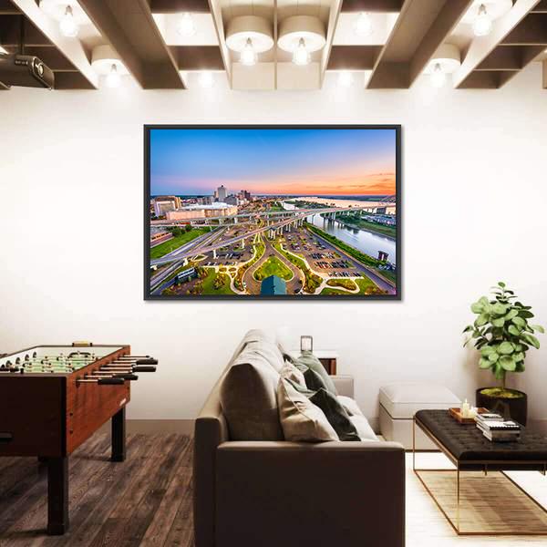 Mud Island Aerial View Canvas Wall Art-5 Horizontal-Gallery Wrap-22" x 12"-Tiaracle