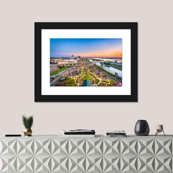 Mud Island Aerial View Canvas Wall Art-5 Horizontal-Gallery Wrap-22" x 12"-Tiaracle