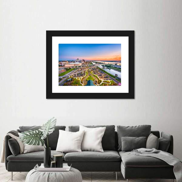 Mud Island Aerial View Canvas Wall Art-5 Horizontal-Gallery Wrap-22" x 12"-Tiaracle