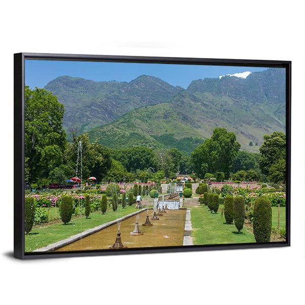 Mughal Garden In Srinagar Canvas Wall Art-3 Horizontal-Gallery Wrap-25" x 16"-Tiaracle