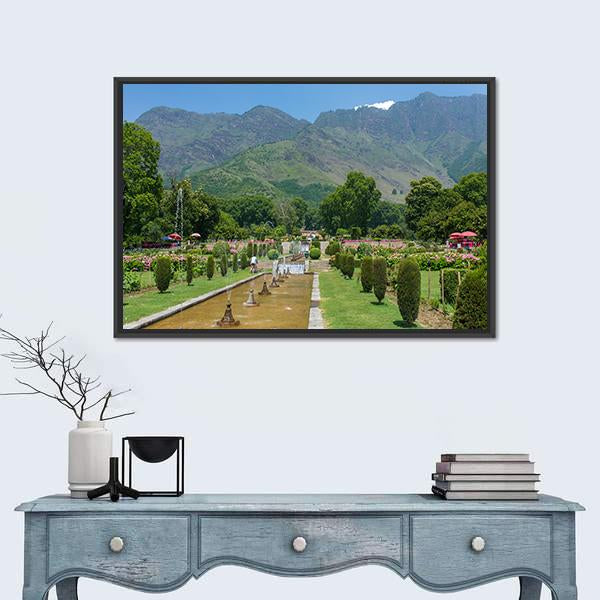 Mughal Garden In Srinagar Canvas Wall Art-3 Horizontal-Gallery Wrap-25" x 16"-Tiaracle