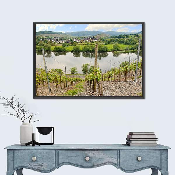Mulheim Village &amp; River Canvas Wall Art-1 Piece-Floating Frame-24" x 16"-Tiaracle