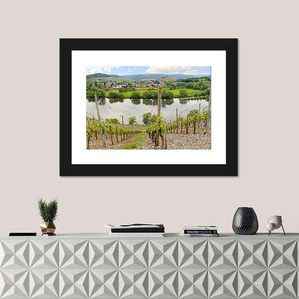 Mulheim Village &amp; River Canvas Wall Art-1 Piece-Framed Print-20" x 16"-Tiaracle