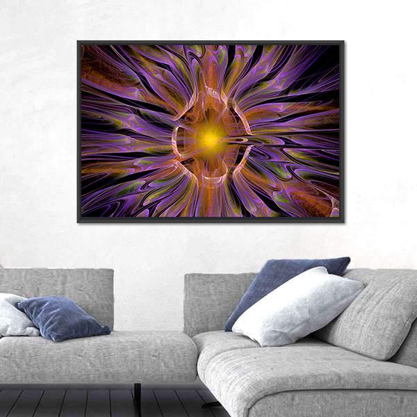 Multicolored Fractal Pattern Canvas Wall Art-1 Piece-Floating Frame-24" x 16"-Tiaracle