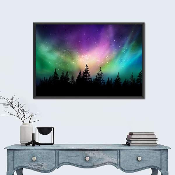 Multicolored Northern Lights Canvas Wall Art-3 Horizontal-Gallery Wrap-25" x 16"-Tiaracle