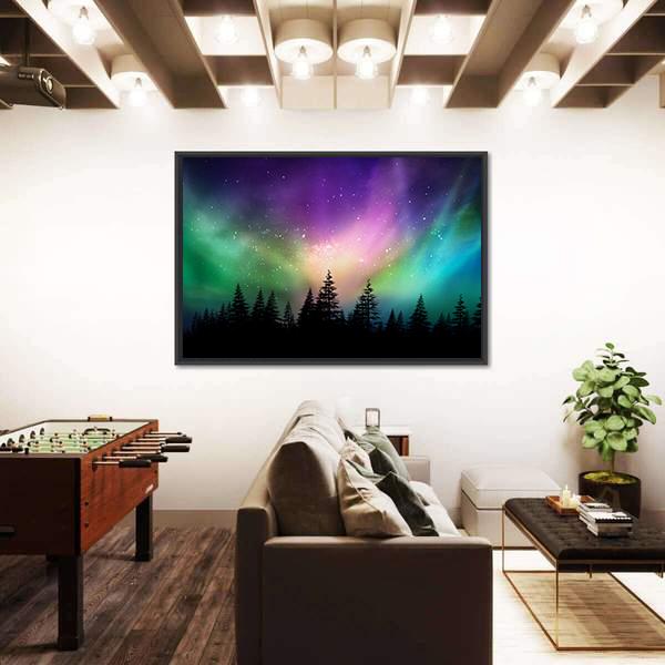 Multicolored Northern Lights Canvas Wall Art-3 Horizontal-Gallery Wrap-25" x 16"-Tiaracle
