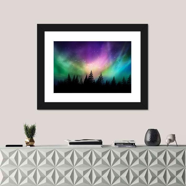Multicolored Northern Lights Canvas Wall Art-3 Horizontal-Gallery Wrap-25" x 16"-Tiaracle