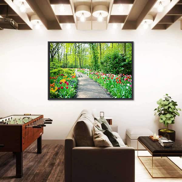 Multicolored Tulips In Keukenhof Gardens Canvas Wall Art-3 Horizontal-Gallery Wrap-25" x 16"-Tiaracle