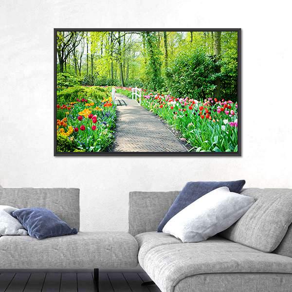 Multicolored Tulips In Keukenhof Gardens Canvas Wall Art-3 Horizontal-Gallery Wrap-25" x 16"-Tiaracle