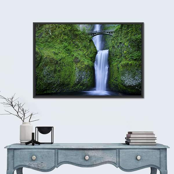 Multnomah Falls In Oregon Canvas Wall Art-5 Horizontal-Gallery Wrap-22" x 12"-Tiaracle