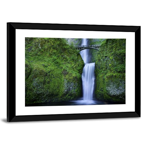 Multnomah Falls In Oregon Canvas Wall Art-5 Horizontal-Gallery Wrap-22" x 12"-Tiaracle