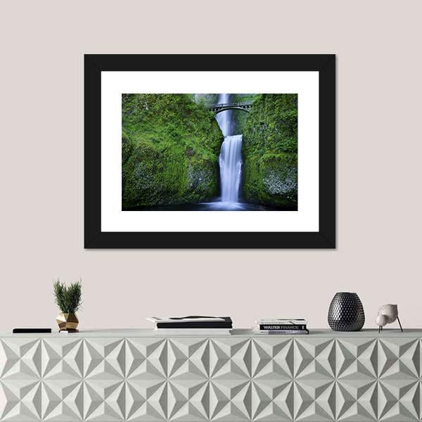 Multnomah Falls In Oregon Canvas Wall Art-5 Horizontal-Gallery Wrap-22" x 12"-Tiaracle
