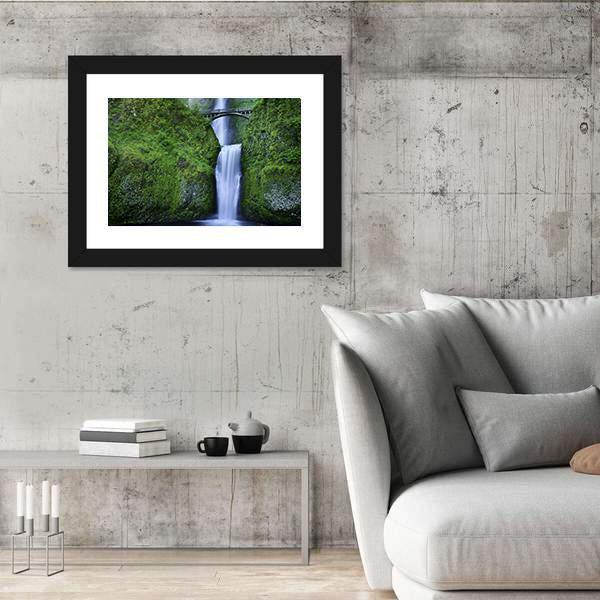 Multnomah Falls In Oregon Canvas Wall Art-5 Horizontal-Gallery Wrap-22" x 12"-Tiaracle