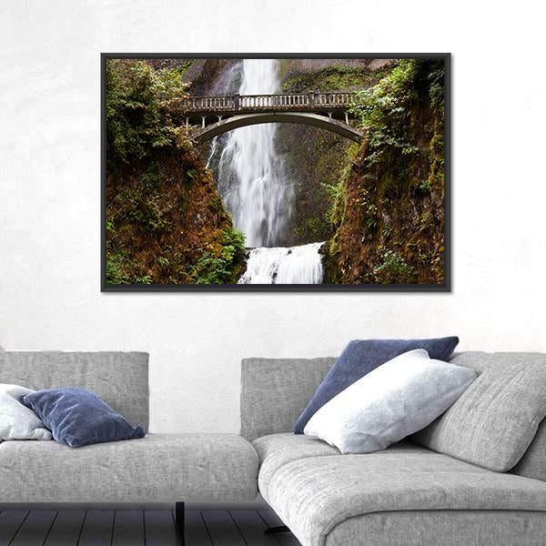 Multnomah Falls Oregon Canvas Wall Art-5 Horizontal-Gallery Wrap-22" x 12"-Tiaracle