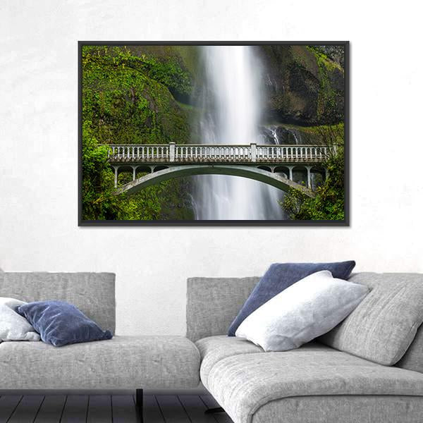 Multnomah Falls Oregon Canvas Wall Art-5 Horizontal-Gallery Wrap-22" x 12"-Tiaracle
