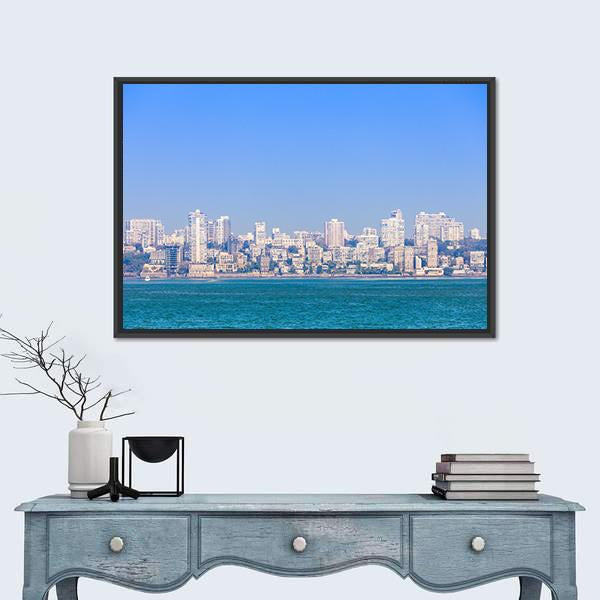Mumbai Skyline Canvas Wall Art-1 Piece-Floating Frame-24" x 16"-Tiaracle