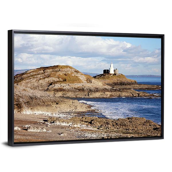 Mumbles With It's lighthouse Canvas Wall Art-3 Horizontal-Gallery Wrap-25" x 16"-Tiaracle