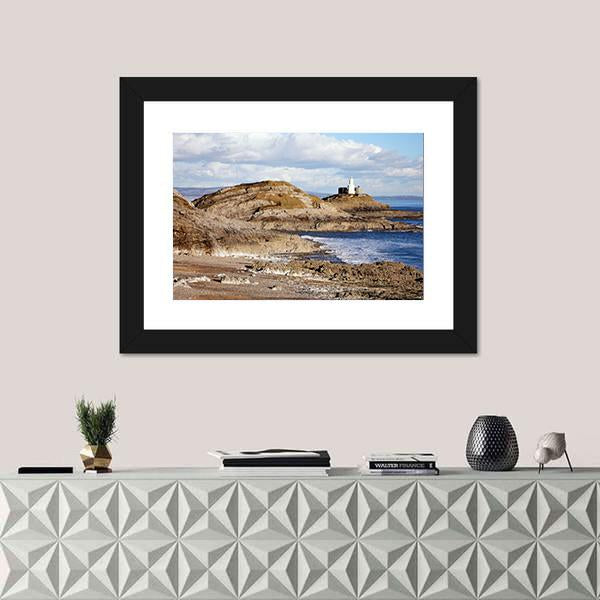 Mumbles With It's lighthouse Canvas Wall Art-3 Horizontal-Gallery Wrap-25" x 16"-Tiaracle