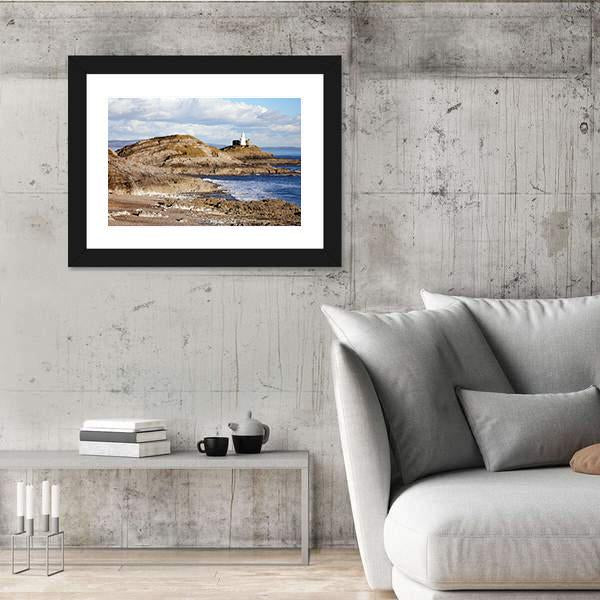 Mumbles With It's lighthouse Canvas Wall Art-3 Horizontal-Gallery Wrap-25" x 16"-Tiaracle