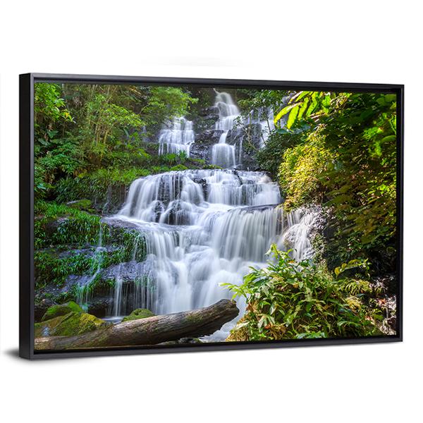 Mun Daeng Waterfall Canvas Wall Art-1 Piece-Floating Frame-24" x 16"-Tiaracle