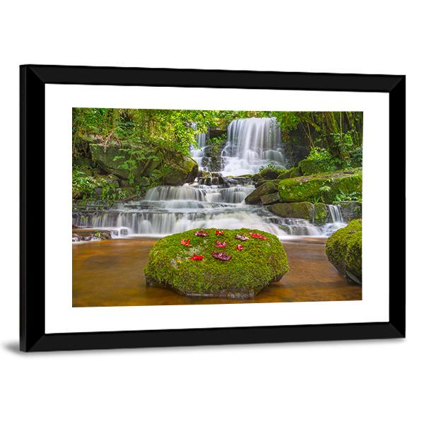 Mun Daeng Waterfall Canvas Wall Art-1 Piece-Framed Print-30" x 20"-Tiaracle