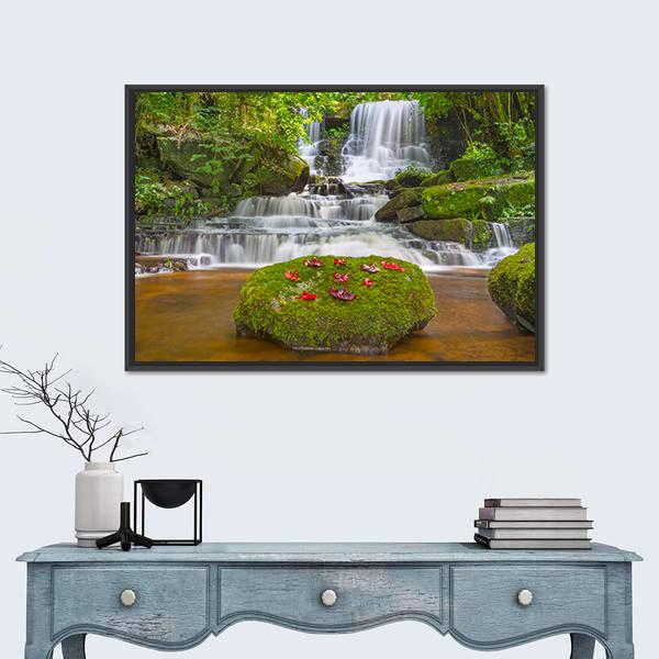 Mun Daeng Waterfall Canvas Wall Art-5 Horizontal-Gallery Wrap-22" x 12"-Tiaracle