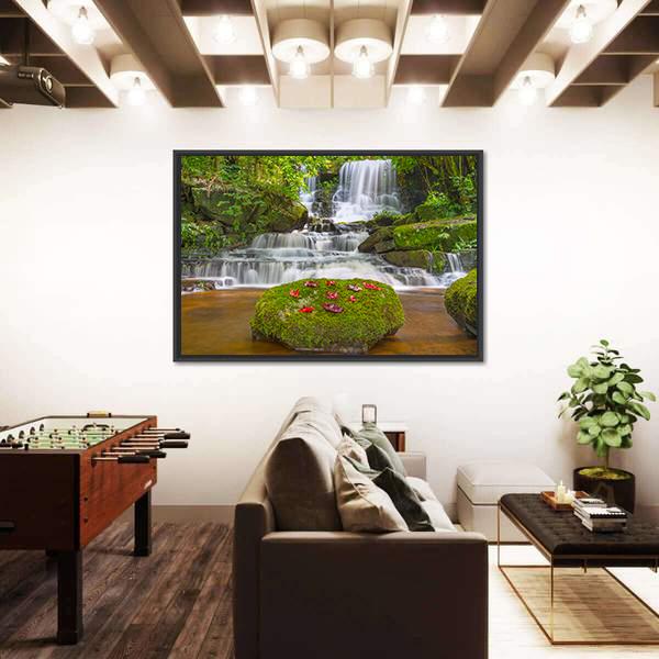Mun Daeng Waterfall Canvas Wall Art-5 Horizontal-Gallery Wrap-22" x 12"-Tiaracle