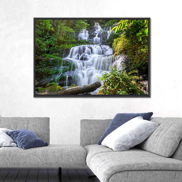 Mun Daeng Waterfall Canvas Wall Art-3 Horizontal-Gallery Wrap-25" x 16"-Tiaracle
