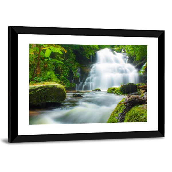 Mundaeng Waterfall Thailand Canvas Wall Art-1 Piece-Framed Print-20" x 16"-Tiaracle