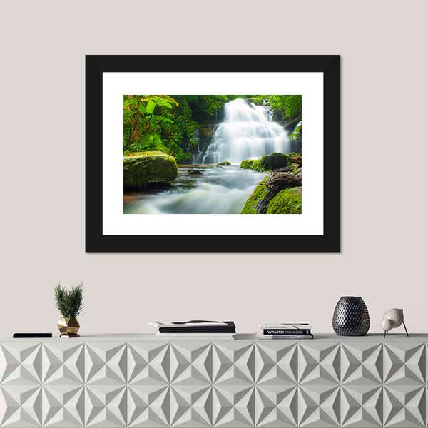 Mundaeng Waterfall Thailand Canvas Wall Art-1 Piece-Framed Print-20" x 16"-Tiaracle