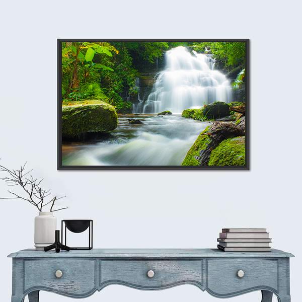 Mundaeng Waterfall Thailand Canvas Wall Art-3 Horizontal-Gallery Wrap-25" x 16"-Tiaracle