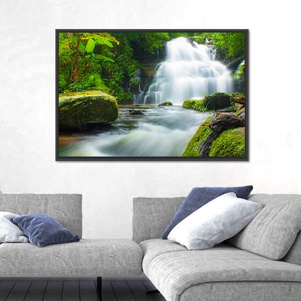 Mundaeng Waterfall Thailand Canvas Wall Art-3 Horizontal-Gallery Wrap-25" x 16"-Tiaracle