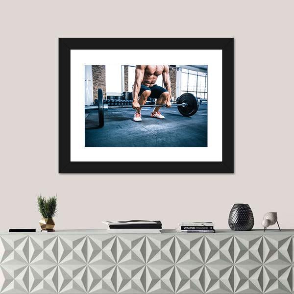 Muscular Man Workout Canvas Wall Art-1 Piece-Framed Print-20" x 16"-Tiaracle