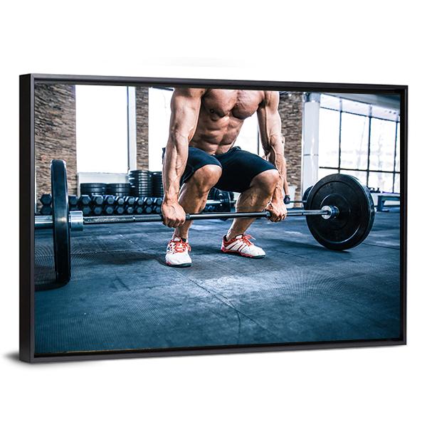 Muscular Man Workout Canvas Wall Art-3 Horizontal-Gallery Wrap-25" x 16"-Tiaracle