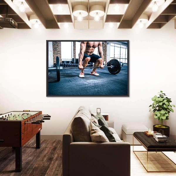 Muscular Man Workout Canvas Wall Art-3 Horizontal-Gallery Wrap-25" x 16"-Tiaracle