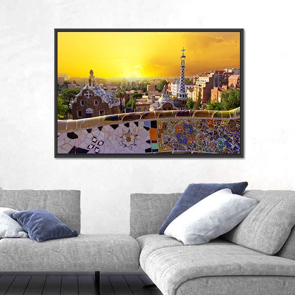 Museum In Guell Canvas Wall Art-3 Horizontal-Gallery Wrap-25" x 16"-Tiaracle