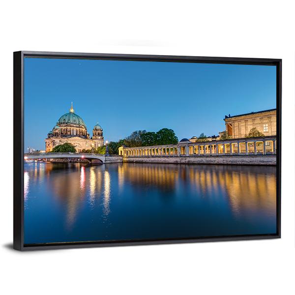 Museum Island At Dusk Canvas Wall Art-1 Piece-Floating Frame-24&quot; x 16&quot;-Tiaracle