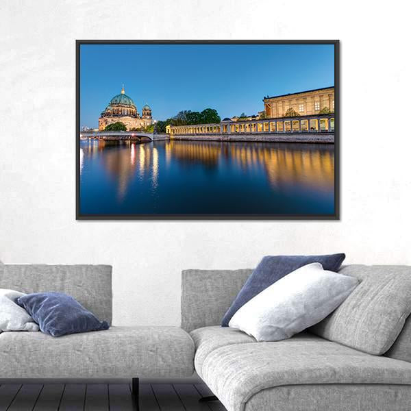 Museum Island At Dusk Canvas Wall Art-3 Horizontal-Gallery Wrap-25" x 16"-Tiaracle