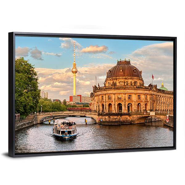 Museum Island On Spree River Canvas Wall Art-1 Piece-Floating Frame-36" x 24"-Tiaracle