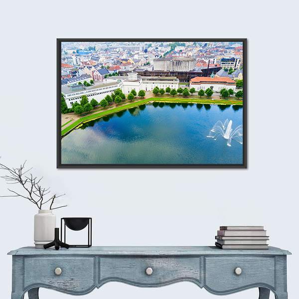 Museum Of Bergen Norway Canvas Wall Art-1 Piece-Floating Frame-24" x 16"-Tiaracle