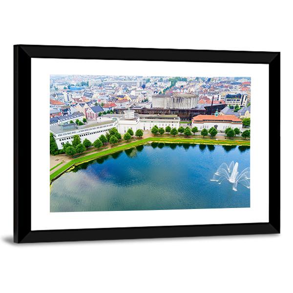 Museum Of Bergen Norway Canvas Wall Art-1 Piece-Framed Print-20" x 16"-Tiaracle