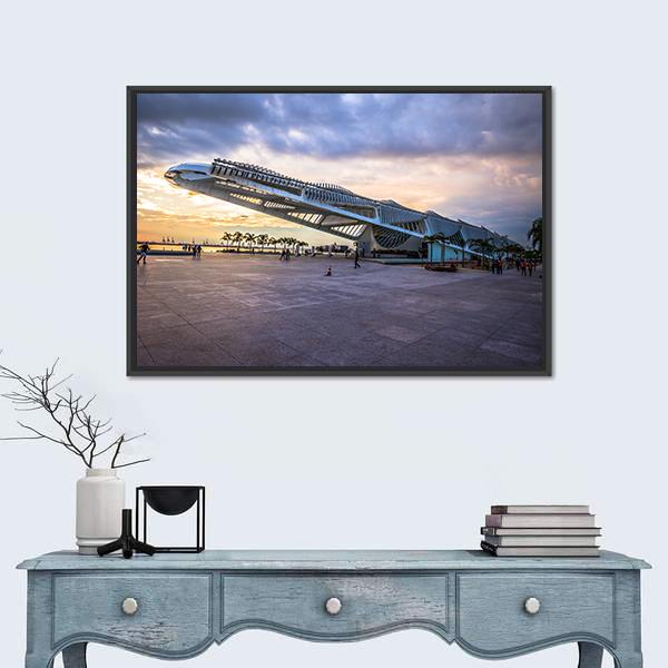 Museum Of Tomorrow Brazil Canvas Wall Art-1 Piece-Floating Frame-24" x 16"-Tiaracle