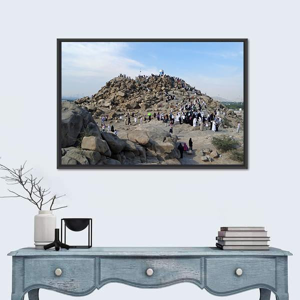 Muslims At Mount Arafat Canvas Wall Art-1 Piece-Floating Frame-24" x 16"-Tiaracle