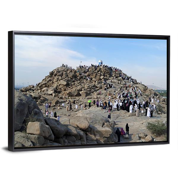 Muslims At Mount Arafat Canvas Wall Art-1 Piece-Floating Frame-24" x 16"-Tiaracle