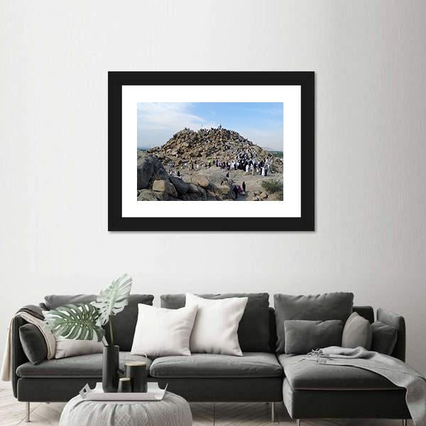 Muslims At Mount Arafat Canvas Wall Art-3 Horizontal-Gallery Wrap-25" x 16"-Tiaracle