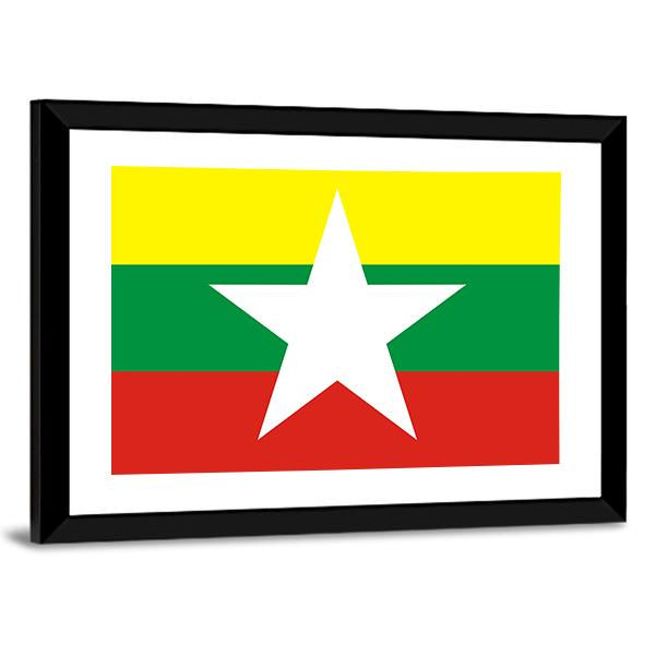 Myanmar Flag Canvas Wall Art-3 Horizontal-Gallery Wrap-25" x 16"-Tiaracle