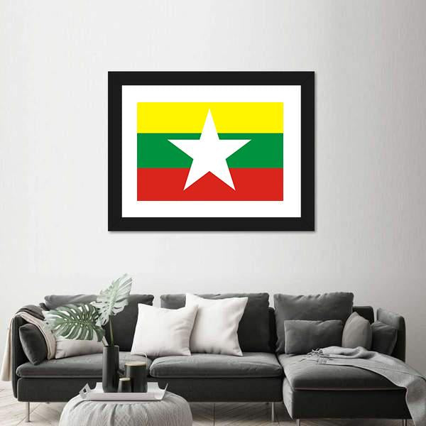 Myanmar Flag Canvas Wall Art-3 Horizontal-Gallery Wrap-25" x 16"-Tiaracle
