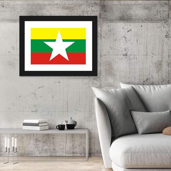 Myanmar Flag Canvas Wall Art-3 Horizontal-Gallery Wrap-25" x 16"-Tiaracle