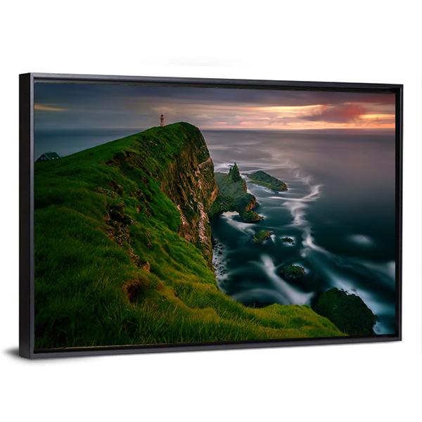 Mykines Holmur Island Canvas Wall Art-1 Piece-Floating Frame-24" x 16"-Tiaracle