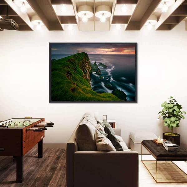 Mykines Holmur Island Canvas Wall Art-1 Piece-Floating Frame-36" x 24"-Tiaracle